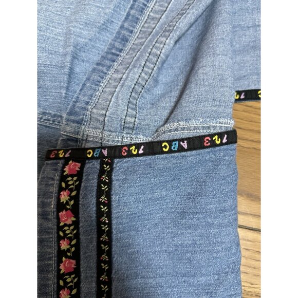 Tweety‎ Bird Overall Denim Dress Woman Size Medium Warner Bros Embroidered 90's - Picture 14 of 16